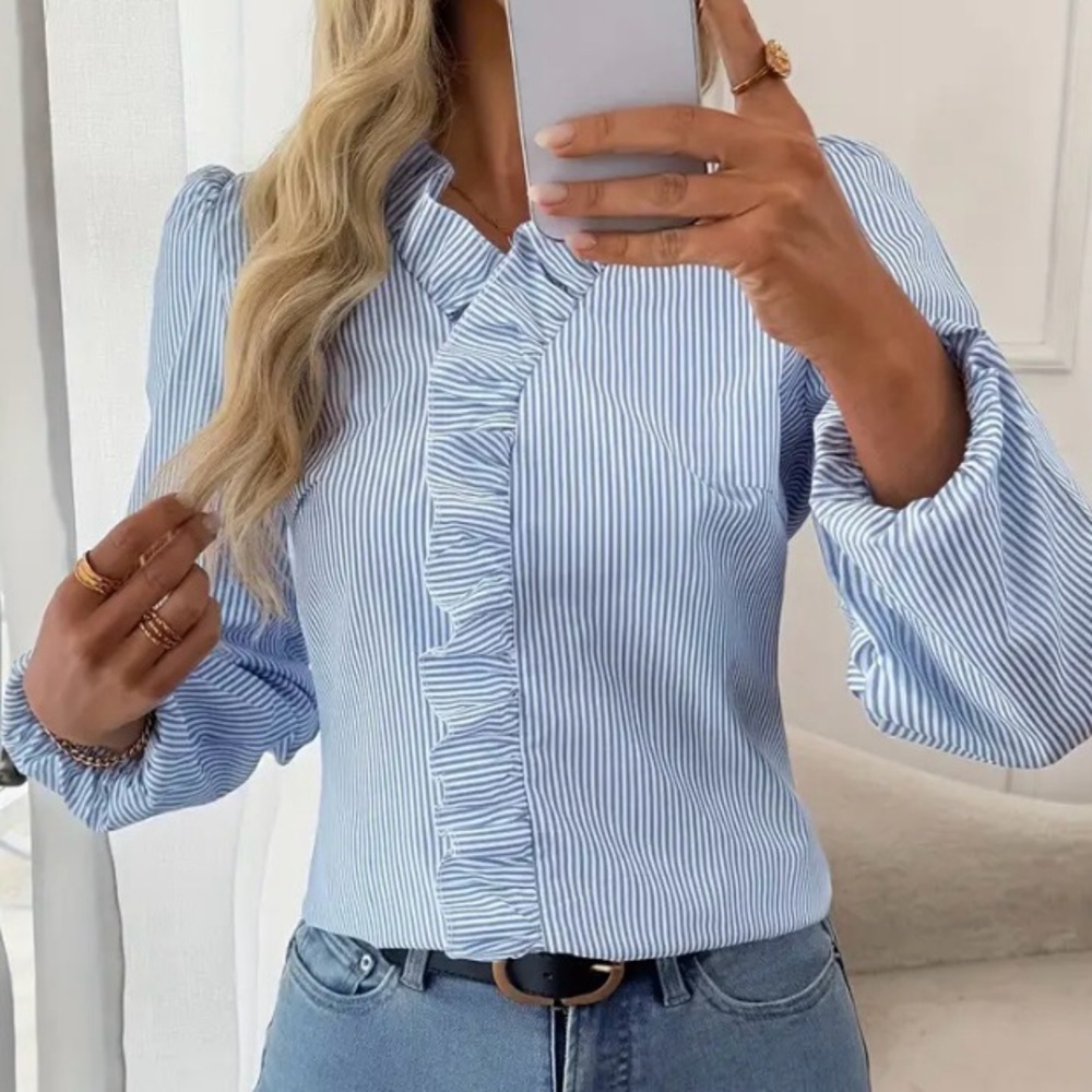 Blue Striped Women's Top - Picture 12 of 13